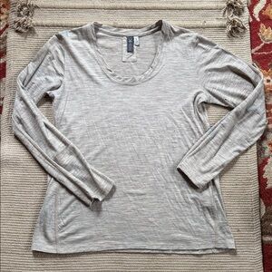 Ibex Zque T-shirt scoop neck merino wool lightweight Heather oatmeal women’s M